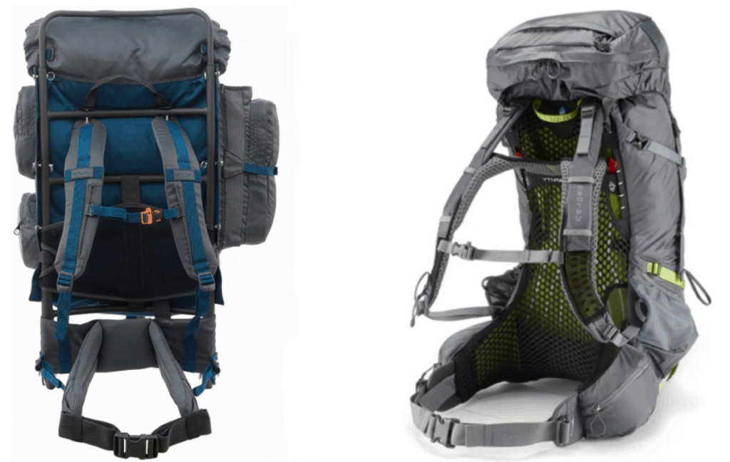 external frame hiking backpack vs. internal frame