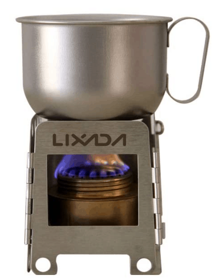 Lixada Camping Stove Stainless Steel Folding Wood Stove+Alcohol Burner Pocket Stove for Outdoor Camping Cooking Picnic
