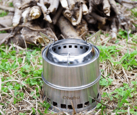 Ohuhu Camping Stove Stainless Steel Backpacking Stove Potable Wood Burning Stoves for Picnic BBQ Camp Hiking with Grill Grid