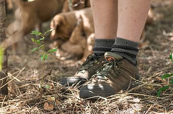 hiking boots with socks