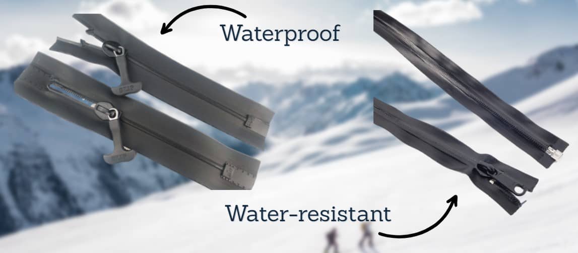 waterproof zipper vs water resistant