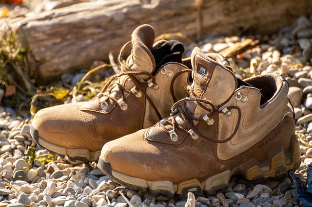 Leather hiking boots