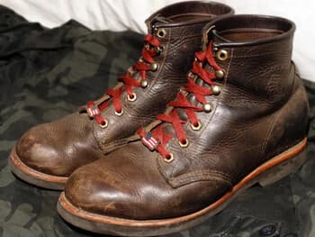 Tan boots with red laces sale