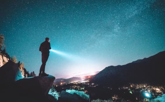 Hiking flashlight at night