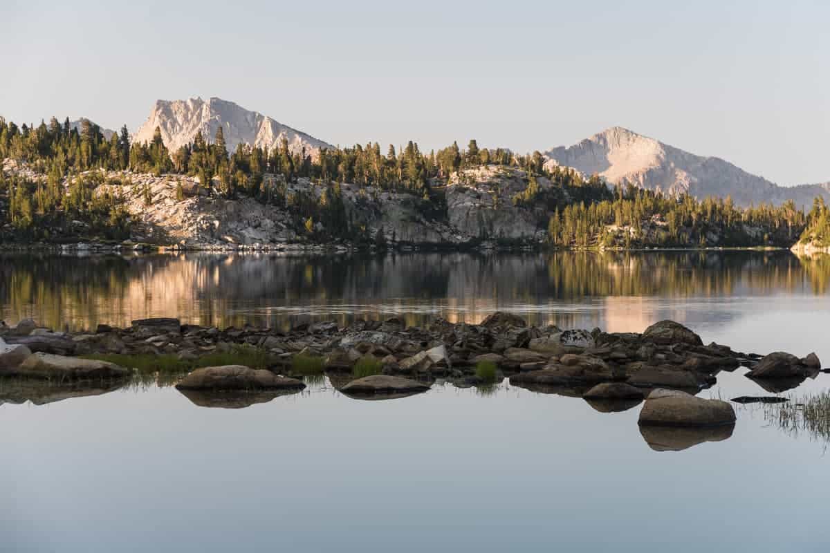 Sunrise on a Lake High in the Mountains of California.