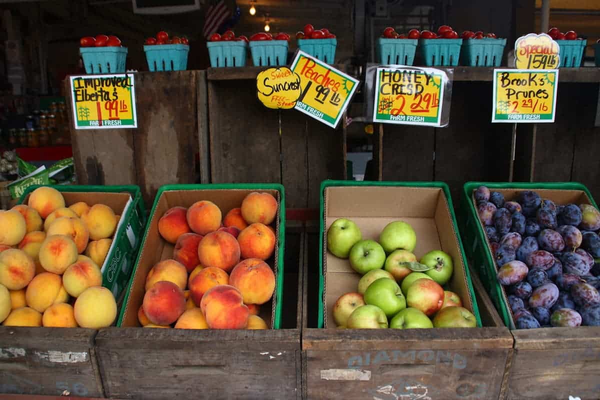 Fruits at outdoor market.